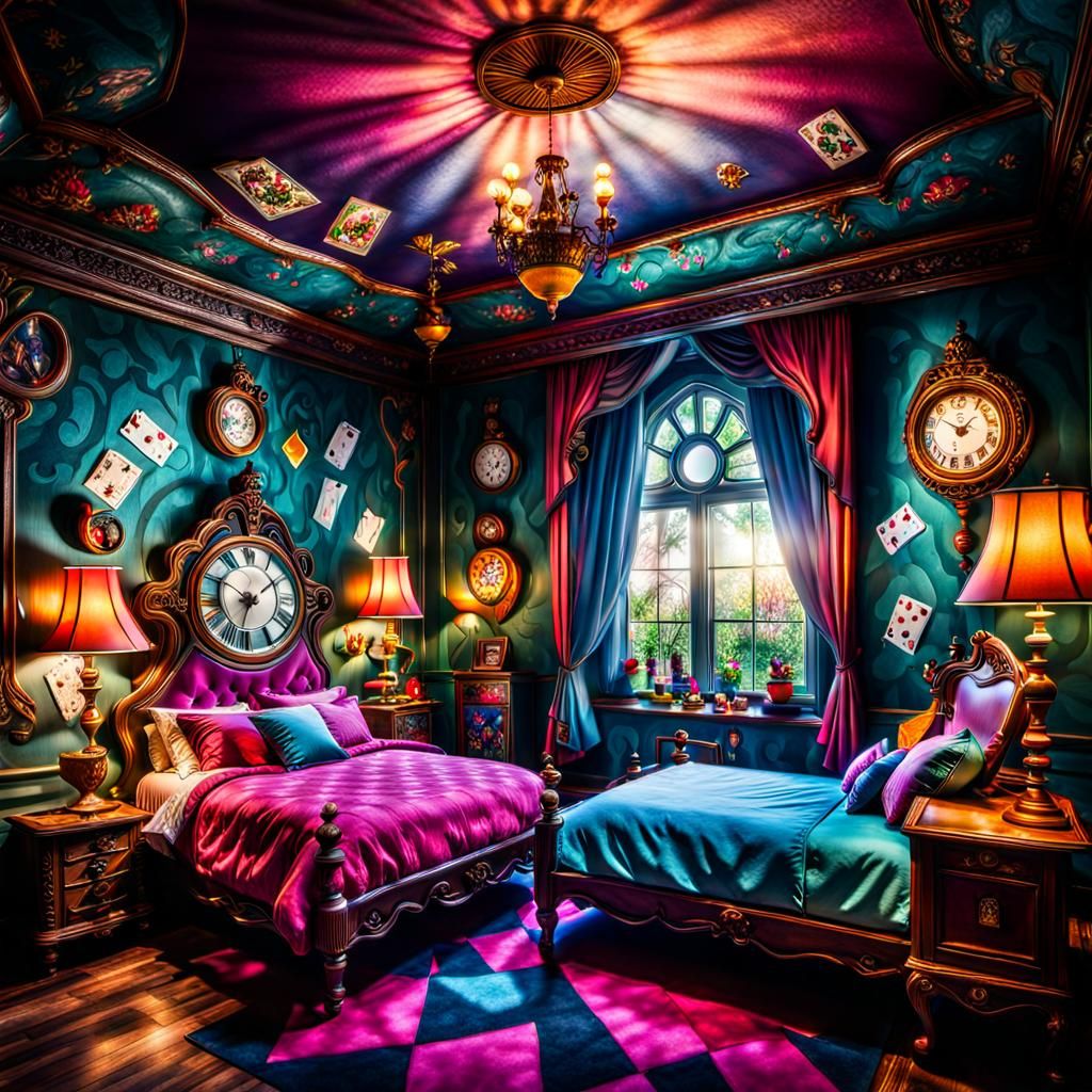 The colorful large, fancy, and elegant Alice in Wonderland t...