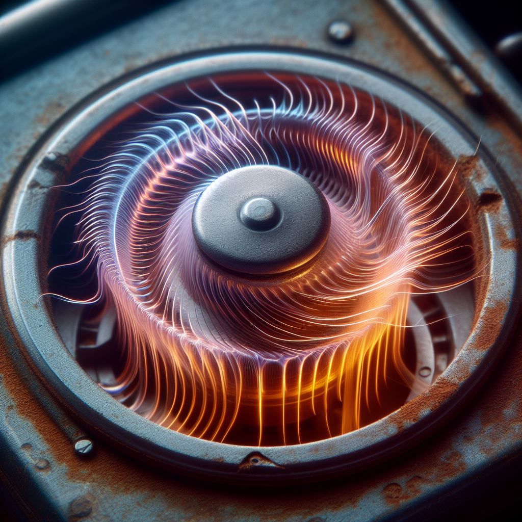 Macro images of a speaker membrane vibrating to music, long exposure