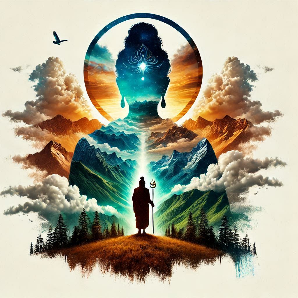 double exposure beautiful fantasy DALL-E 3 portrait landscap...