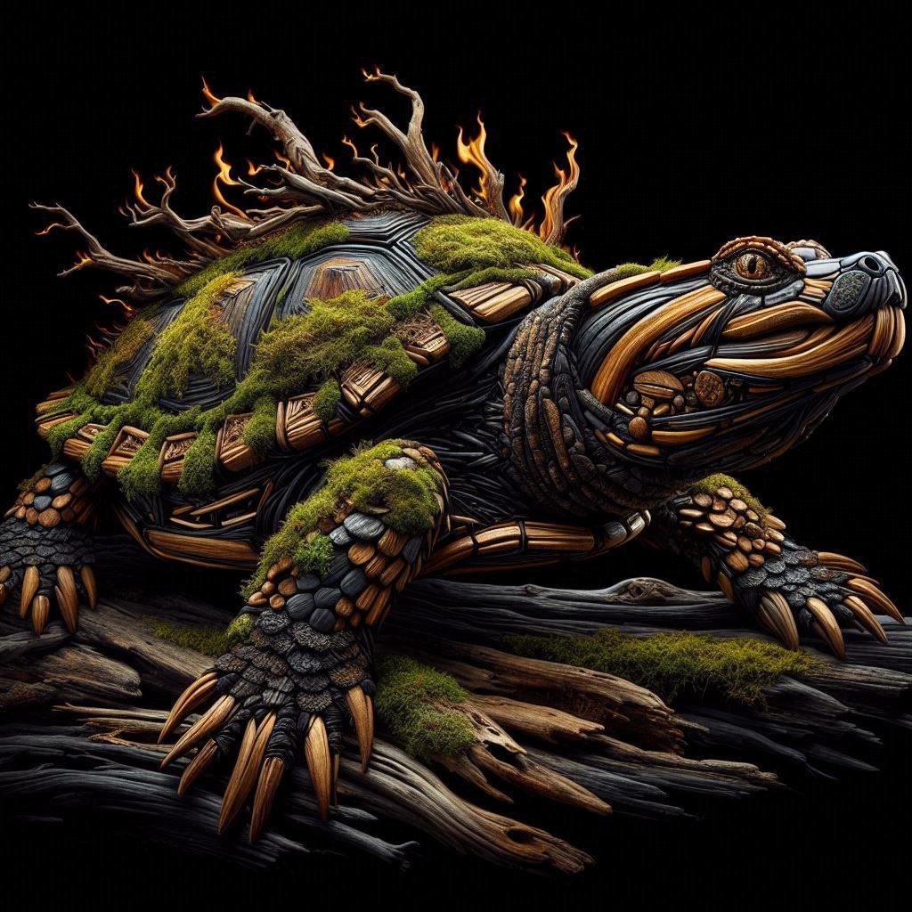Alligator Snapping Turtle Made of Fire