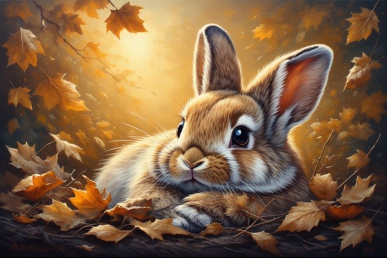 Cute Bunny in Autumn