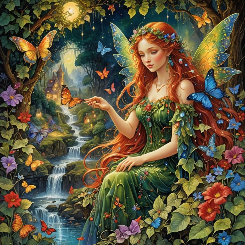 Enchanting Fairy Village with Celestial Elements