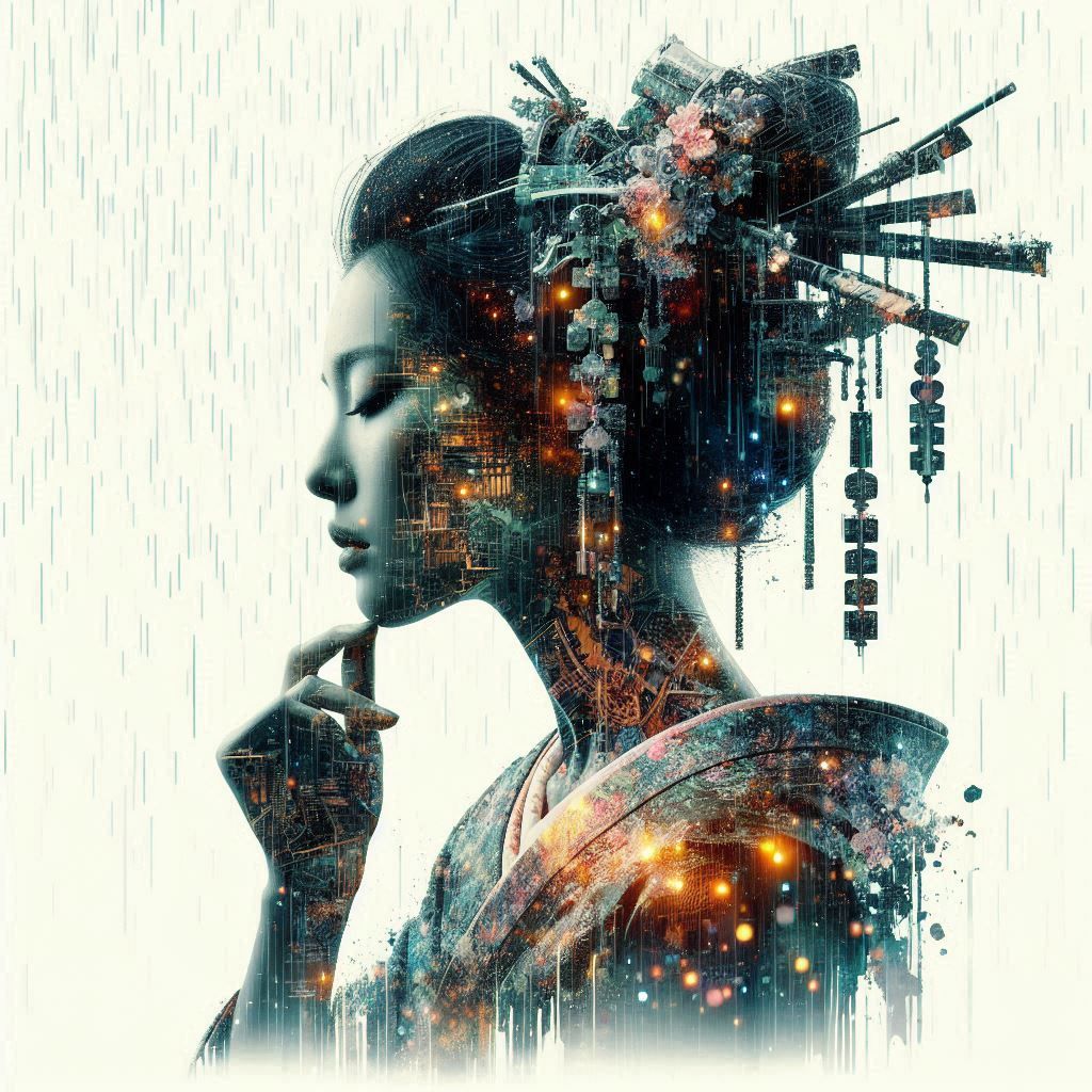 double exposure beautiful fantasy DALL-E 3 portrait landscap...