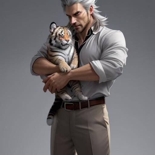 An anthropomorphic grey-brownish wolf Mr.Wolf in a low growl...