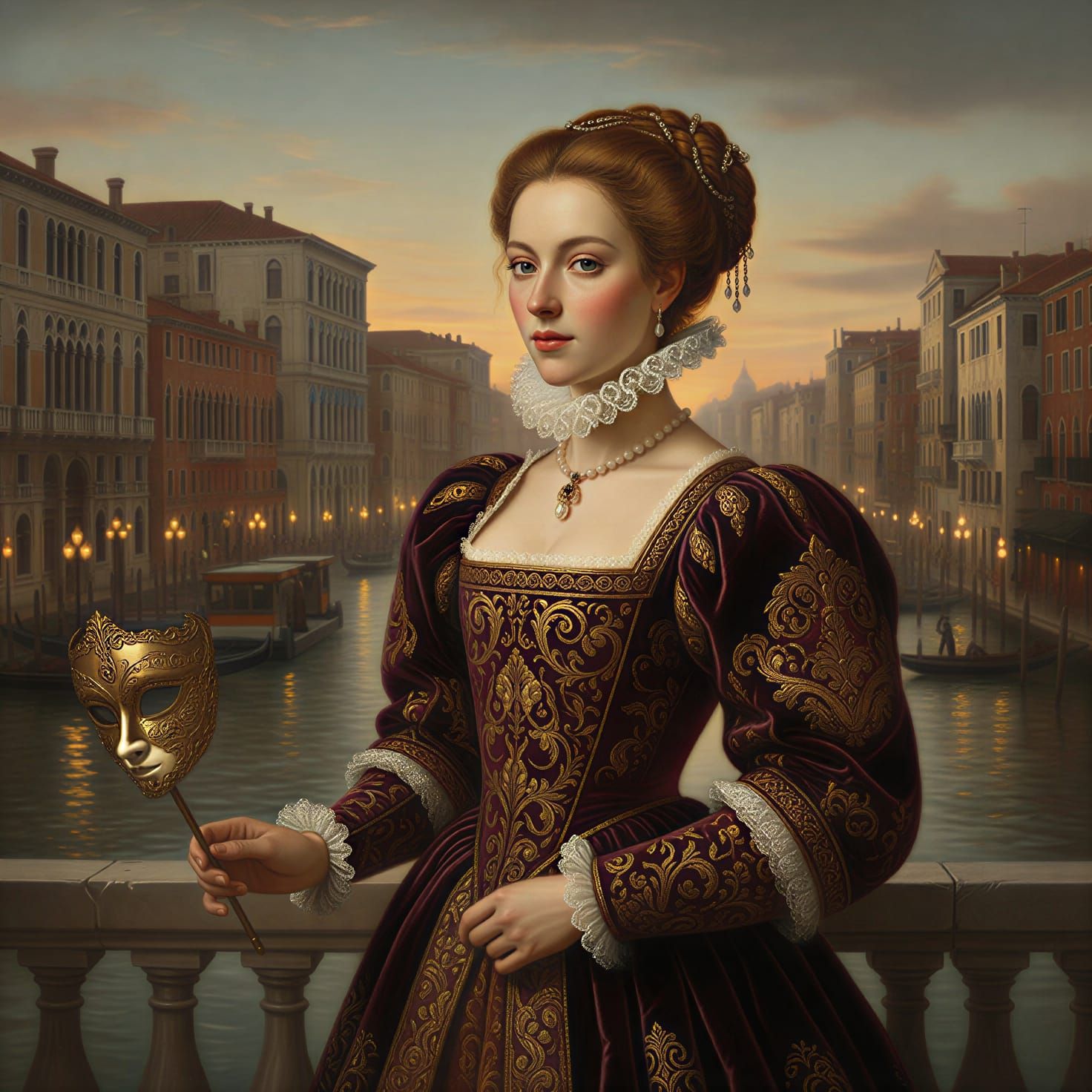 Venetian Woman in Burgundy