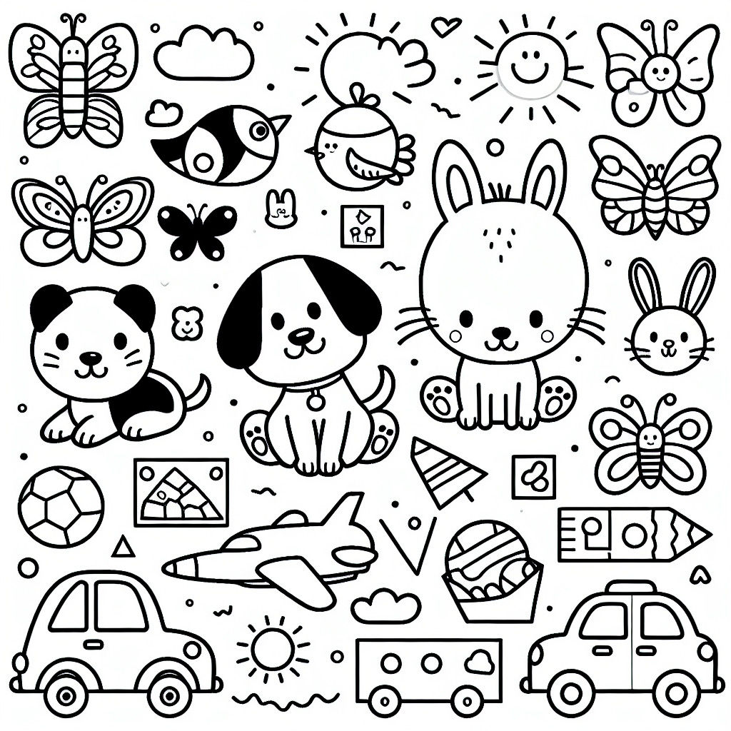 Assorted High-Res Coloring Book Pages for Kids