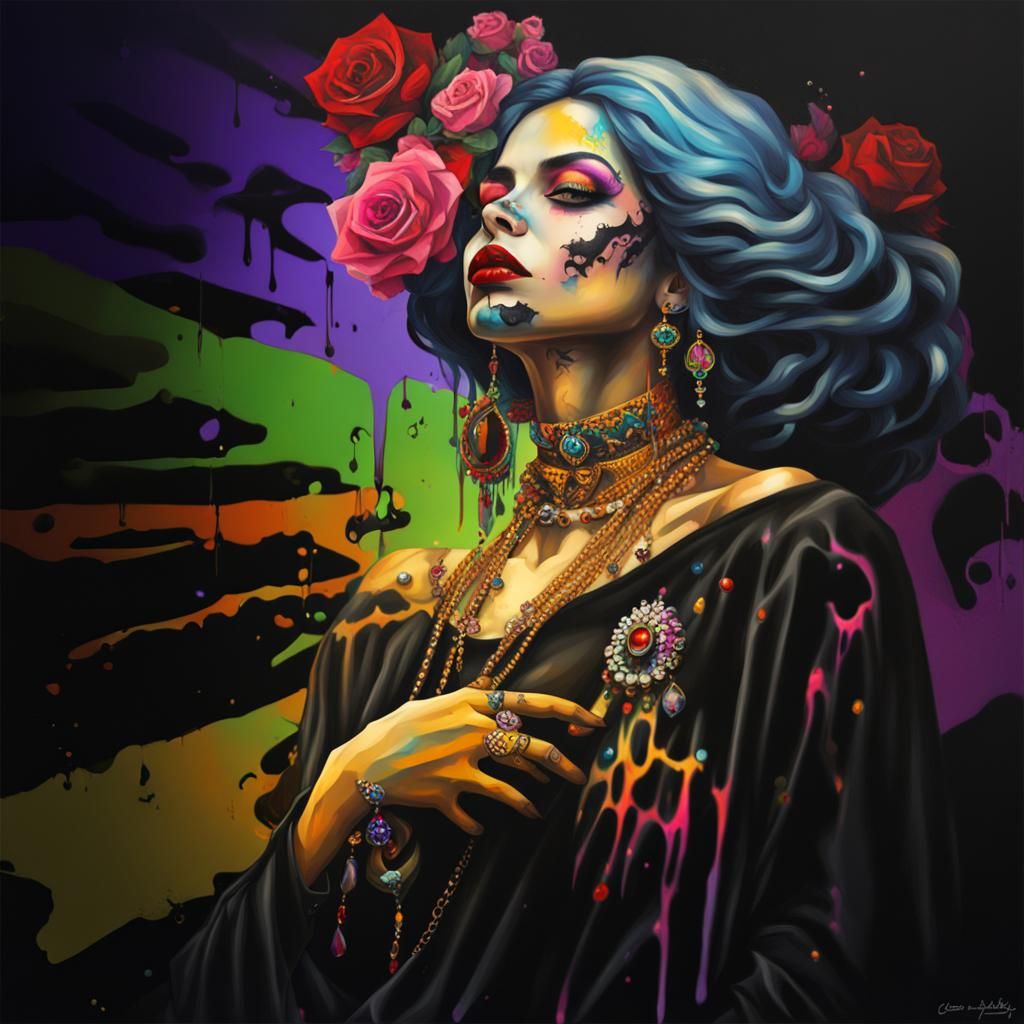 a gothic lady with jewellery,full body photoshot,full body p...