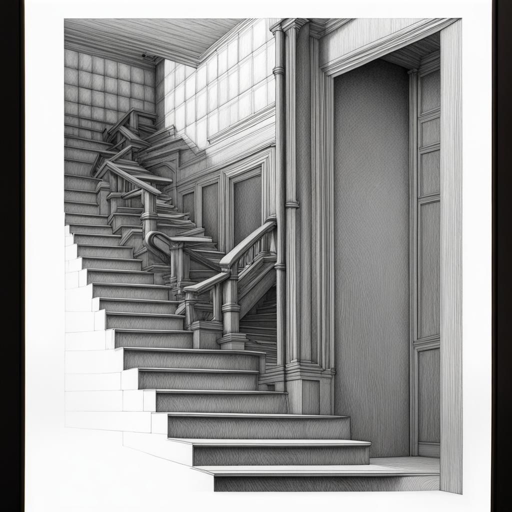 Escher Staircase Line Art - AI Generated Artwork - NightCafe Creator