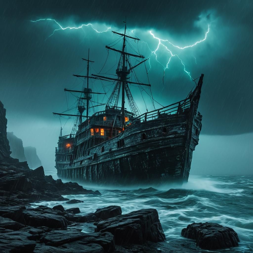 A haunted ghost ship  by @Nednut4362