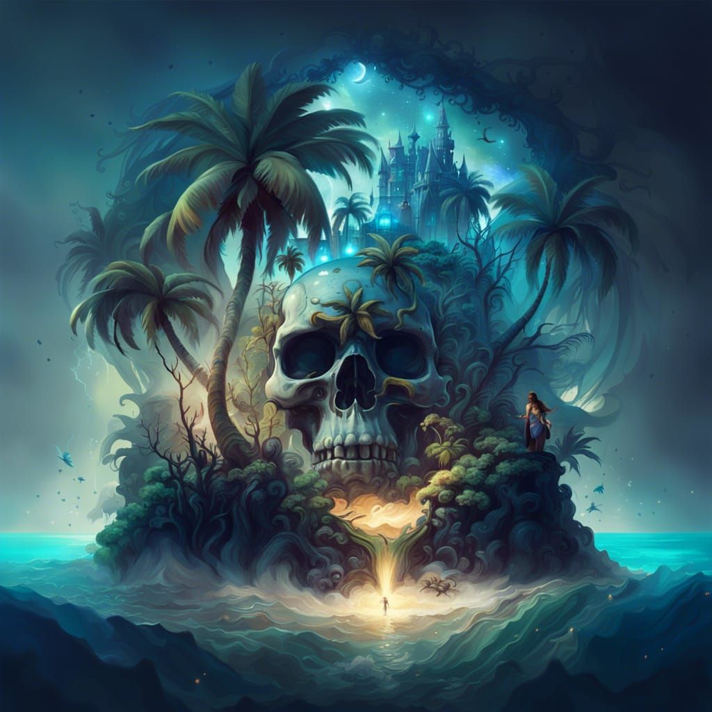 Lush Skull Island: Detailed Fantasy Art