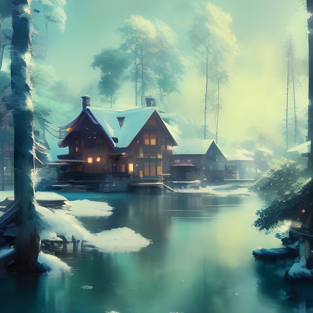 Winter house - AI Generated Artwork - NightCafe Creator