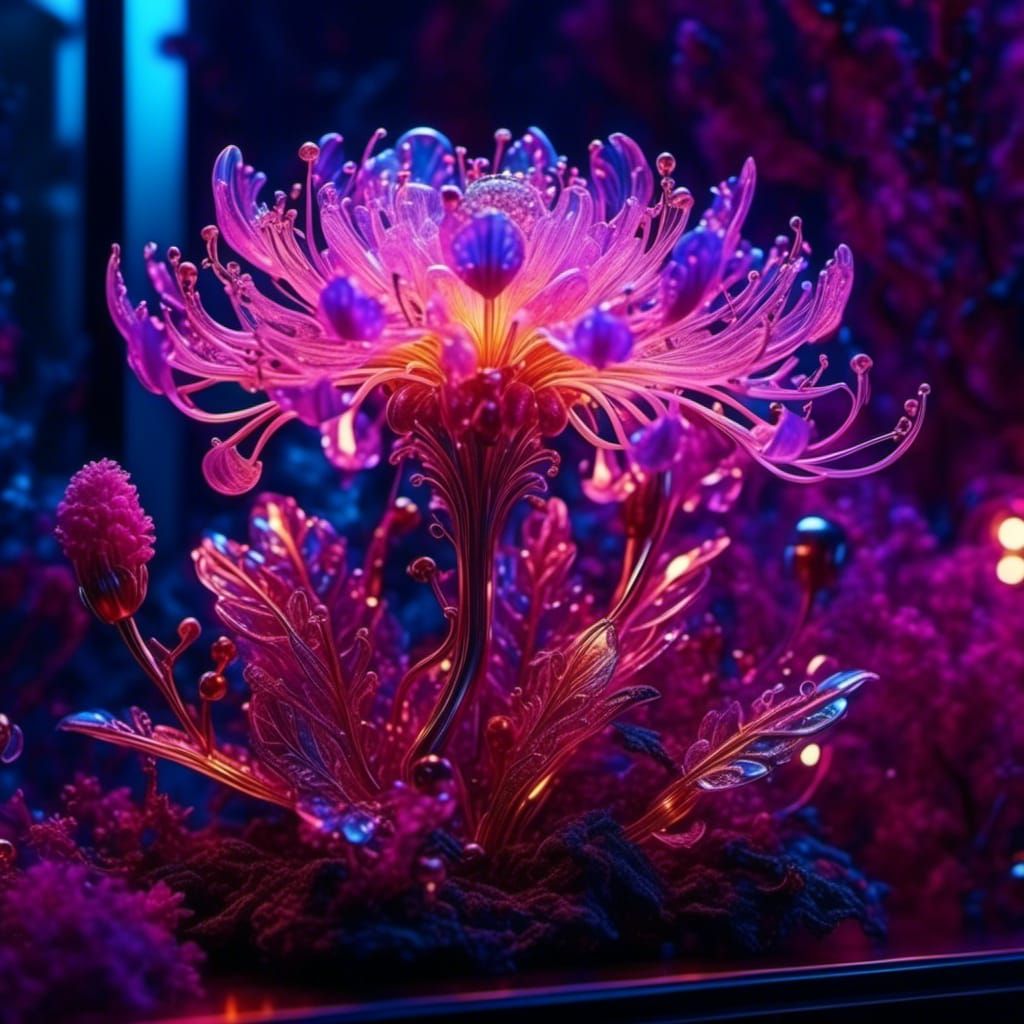 realism, <lora:Cybernetics:1.0> cyber flora, soft glow,