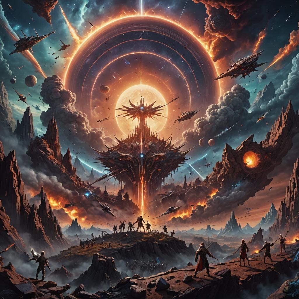 Heaven's Revolution, a synth metal band AI Generated Artwork