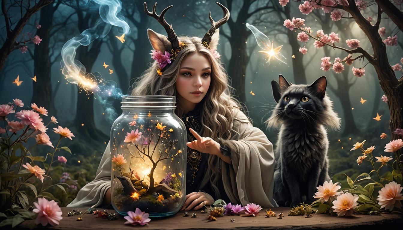 Magical Fog Jar with Dreamlike Elements