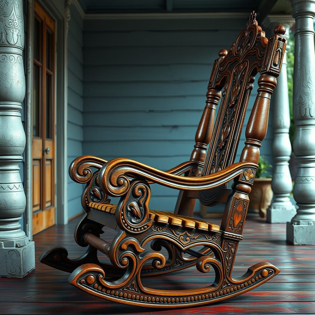 Carved Cuban Rocking Chair  by @WITCHBLADE305