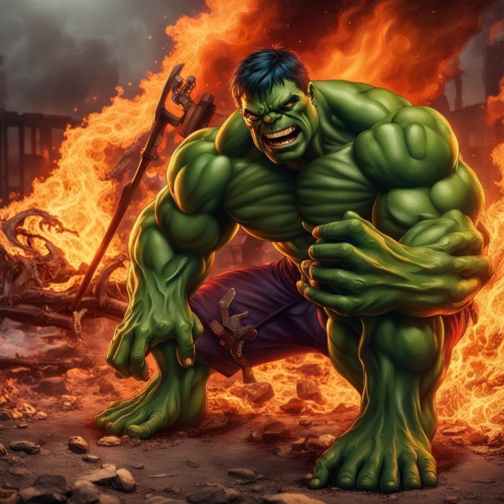 Hulk with skeleton body and fire ️‍🔥🔥🔥 ️‍🔥 ️‍🔥🔥🔥🔥 ️‍🔥🔥 - AI Generated ...