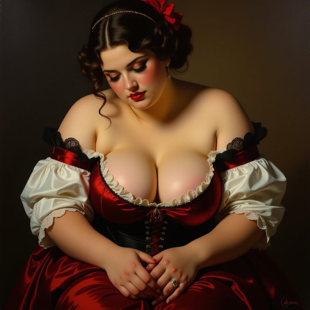 Baroque Style Woman in Sensual Pose with Dramatic Lighting