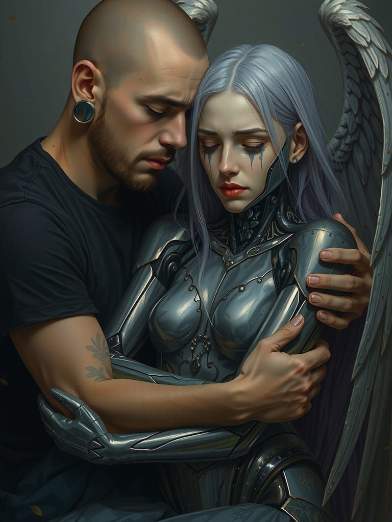 Romantic Renaissance Lovers in a Moonlit Garden