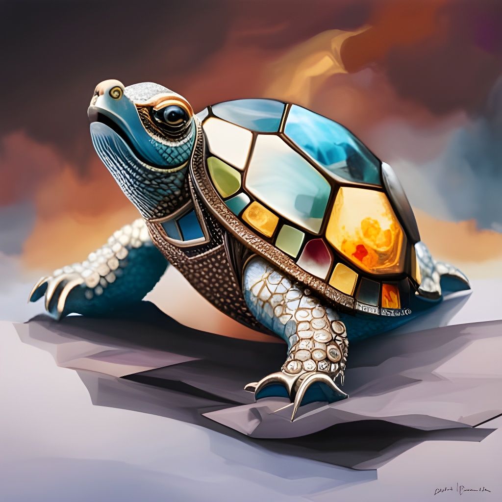 Geometric gemstone turtle  by @toomanynates