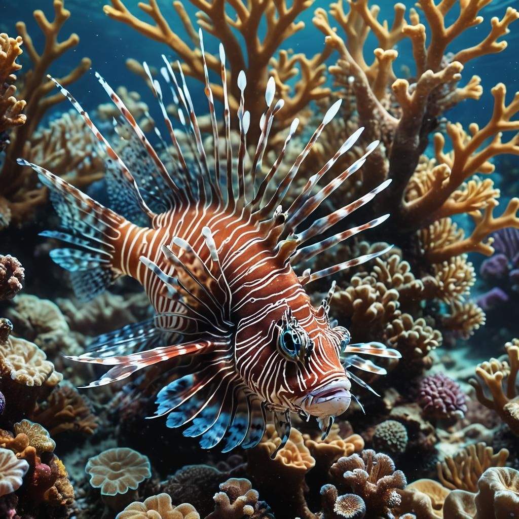 Lionfish at a beautiful coral reef  by @Dadster