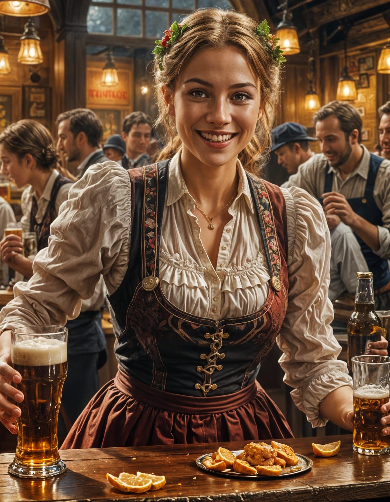 Festive Beer Waitress  by @Bobbyjoe