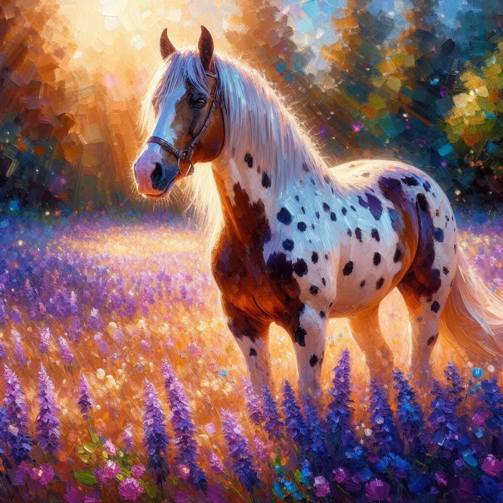 Impasto painting of a appaloosa horse.
