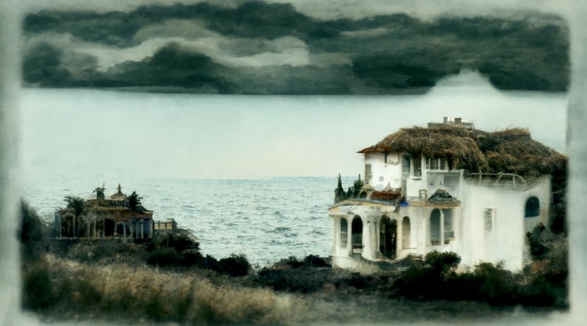 a villa by the sea as seen in a melancholy dream