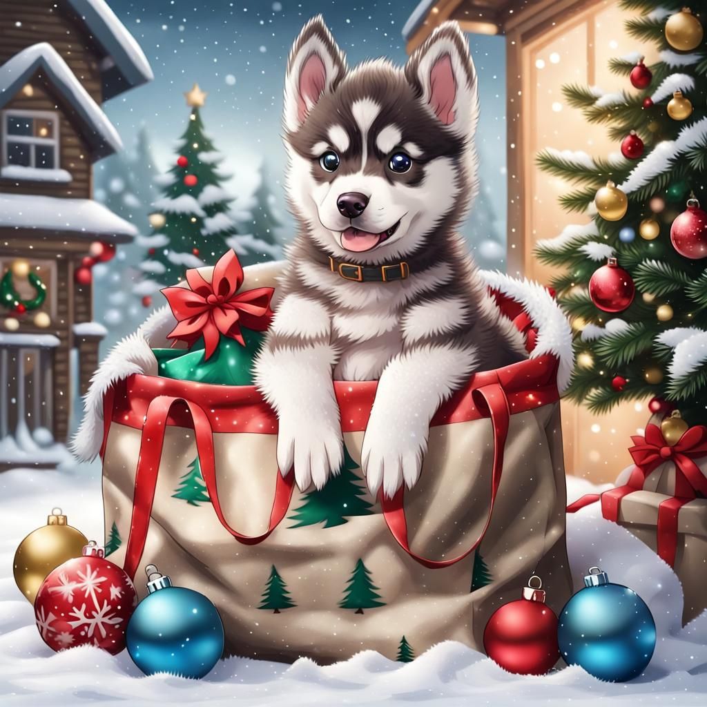 Husky Christmas - AI Generated Artwork - NightCafe Creator