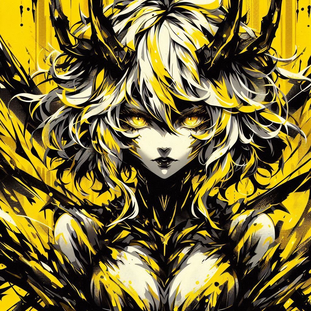 Yellow and black demonic woman