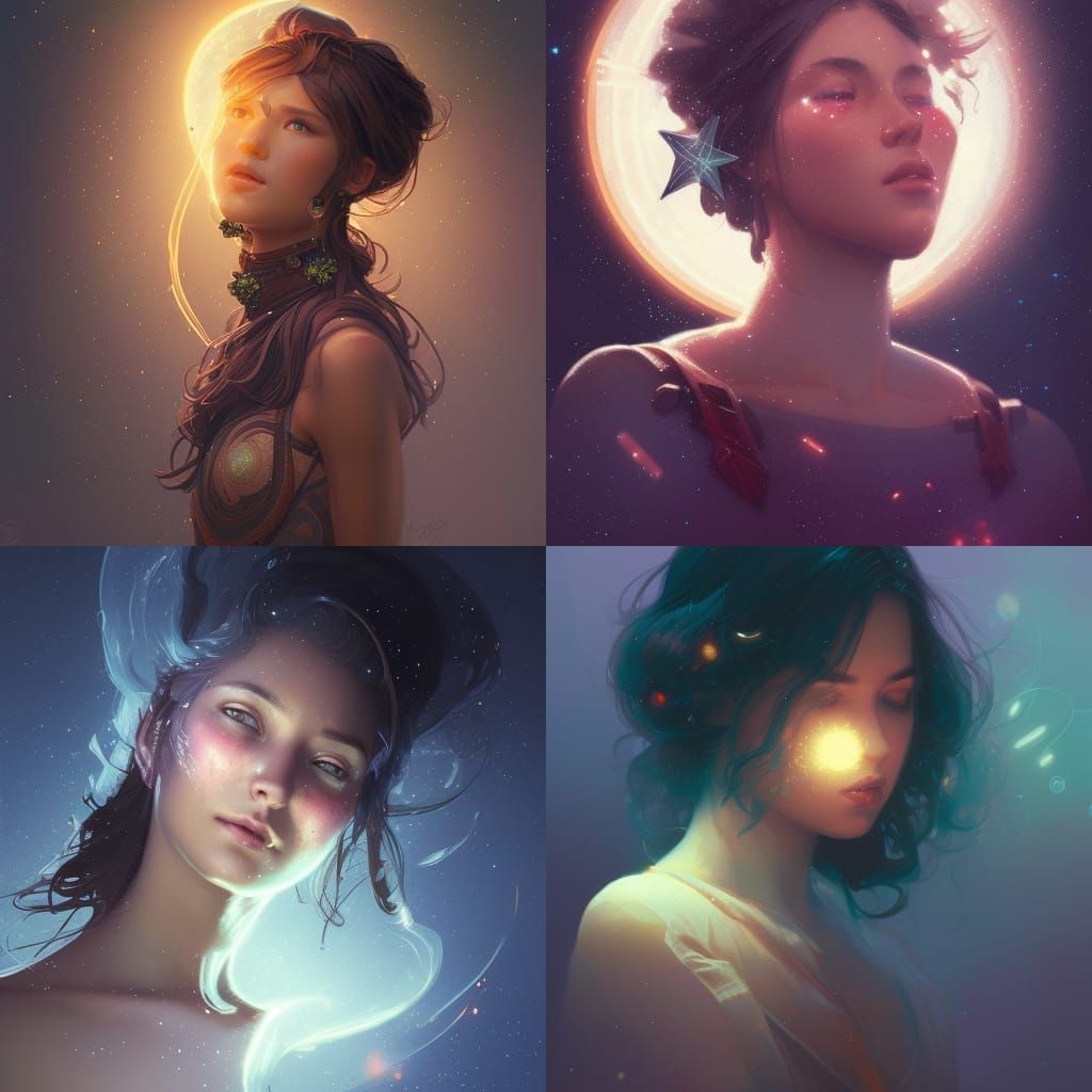Midnight moon stars fireflies