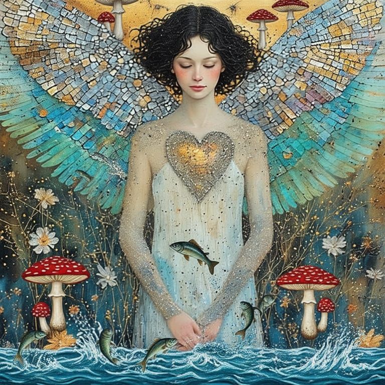 She rises from a dark forest floor, blossoming like a tree w...