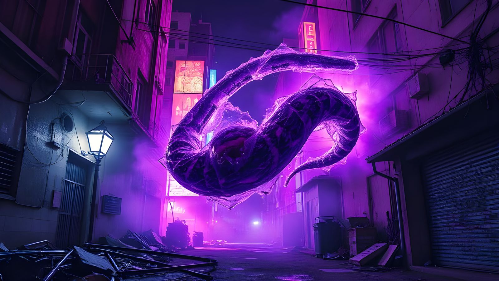 Sentient Mist in Crumbling City: Digital Pop Art