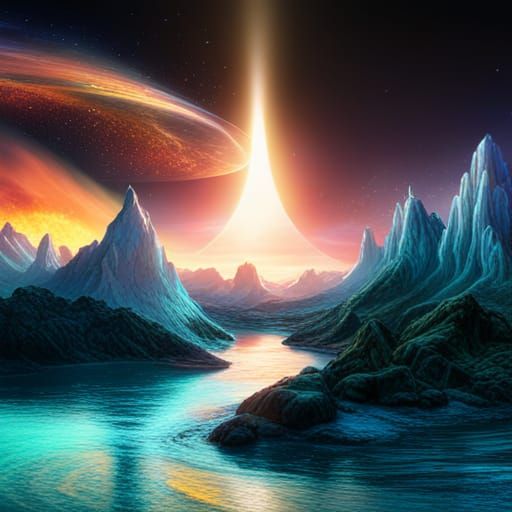 Across the univers detailed matte painting, deep color, fant...