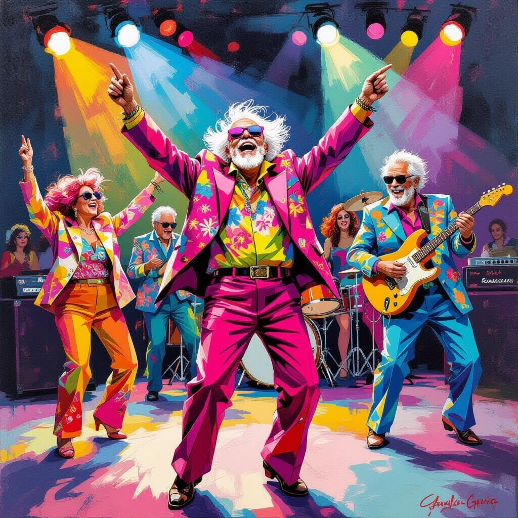 Seniors in stylish outfits dancing at a concert.  by @ I love 1 4