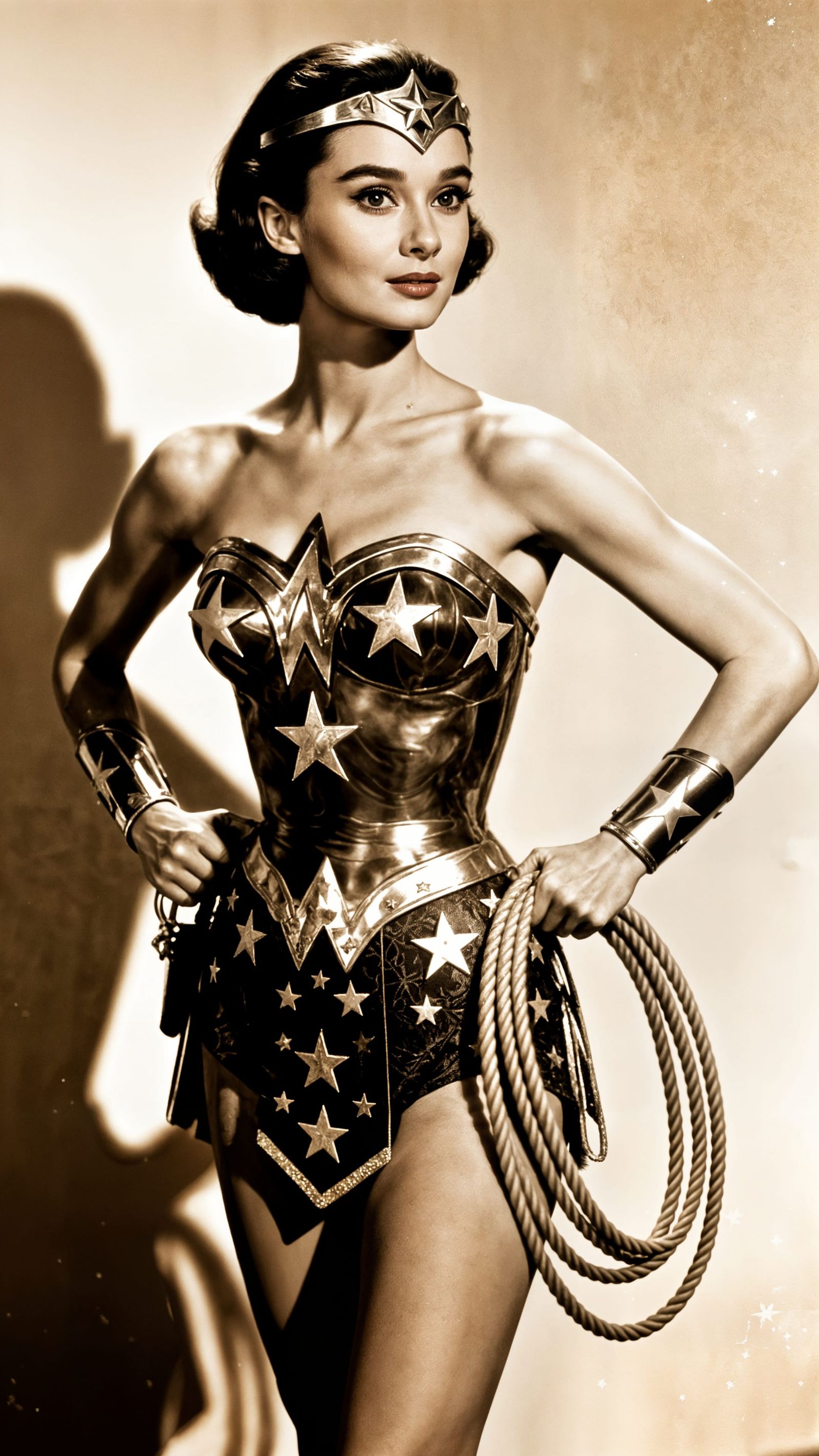 Audrey Hepburn as Star-Spangled Warrior in Classic Hollywood...