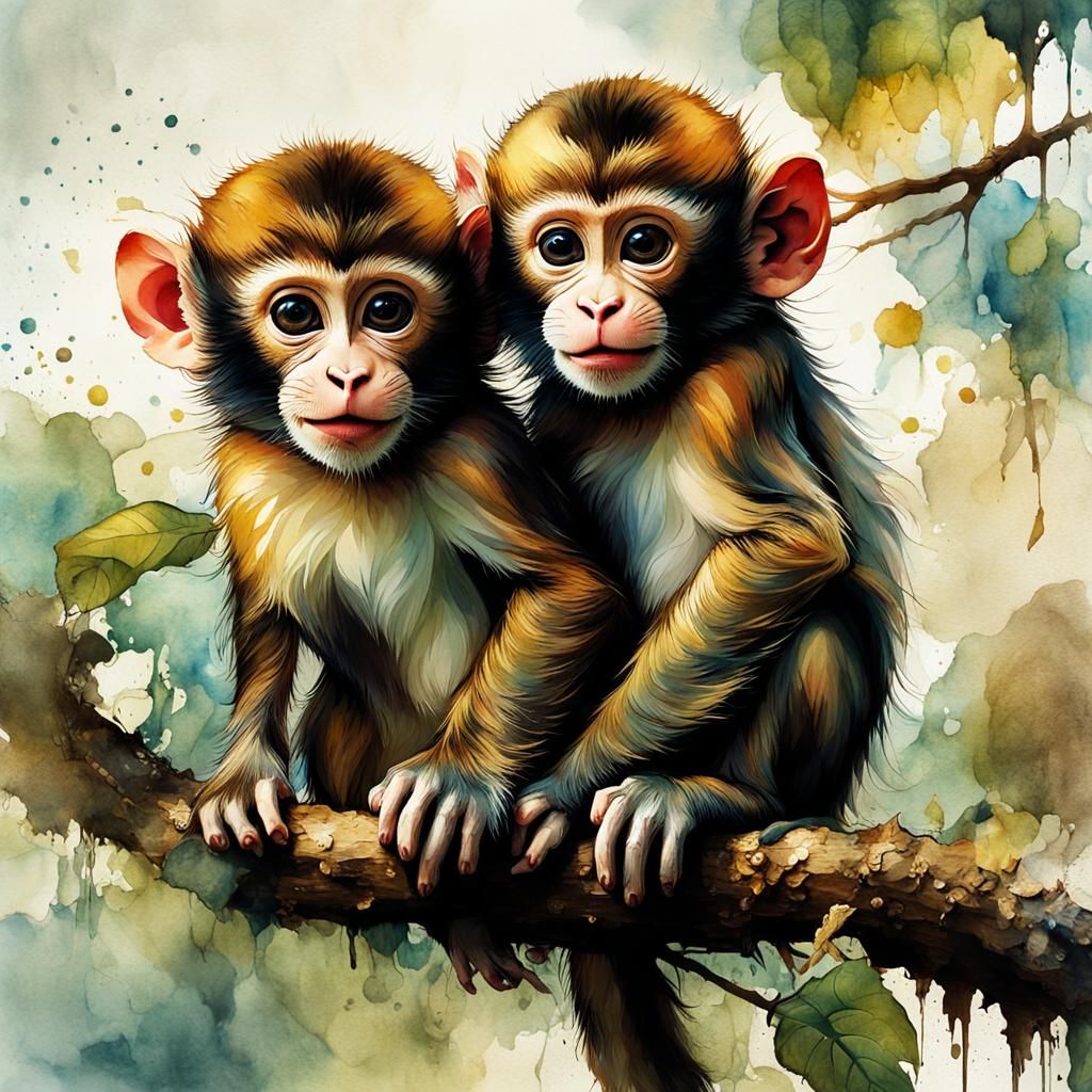 Baby Monkeys - AI Generated Artwork - NightCafe Creator