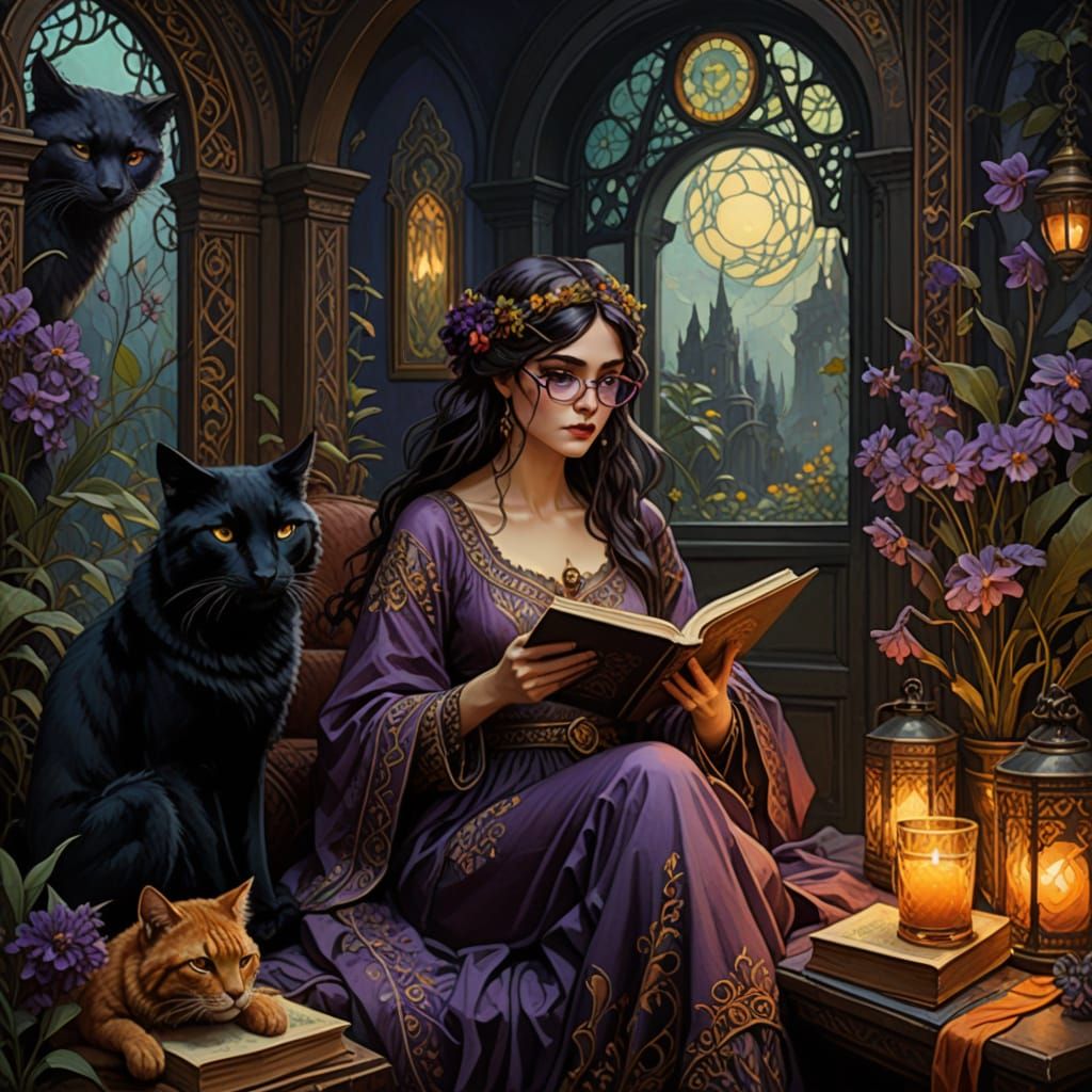Dark hair, Purple framed glasses, and bohemian style clothes ,I love art, reading and writing. 