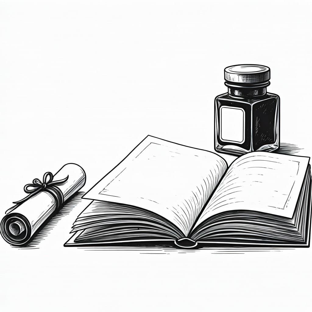 Elegant Letter Illustration in 19th-Century Style