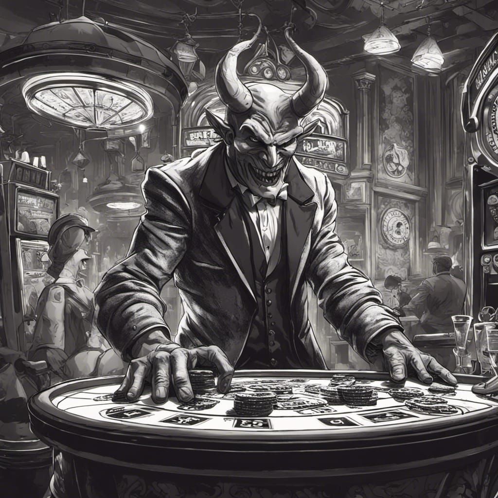 Rubber Hose Devil in Noir Casino: Cartoon Art