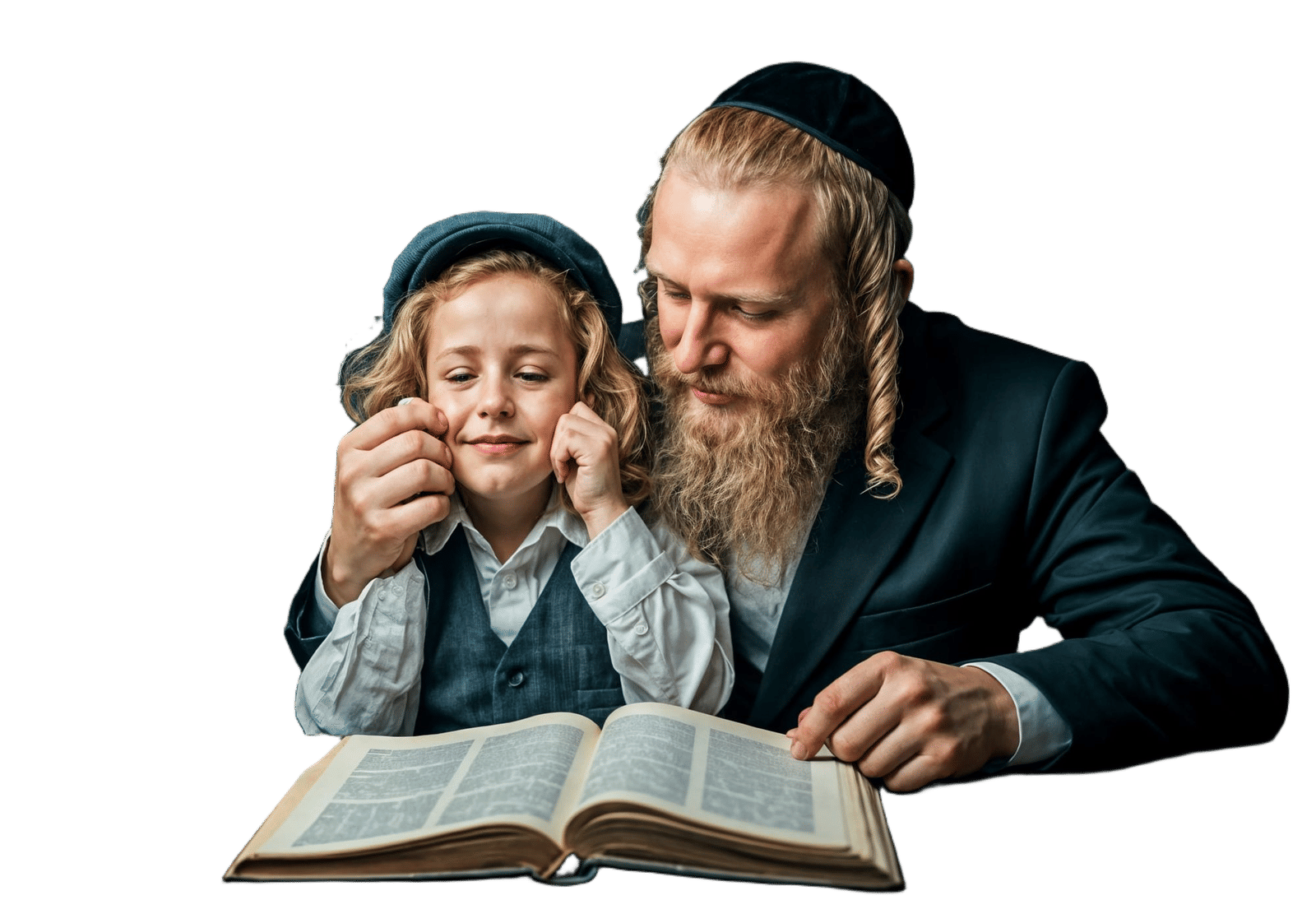 Ultra-Orthodox Father and Son Study Torah Together