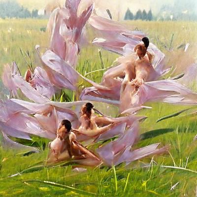 Ladies dancing in a meadow