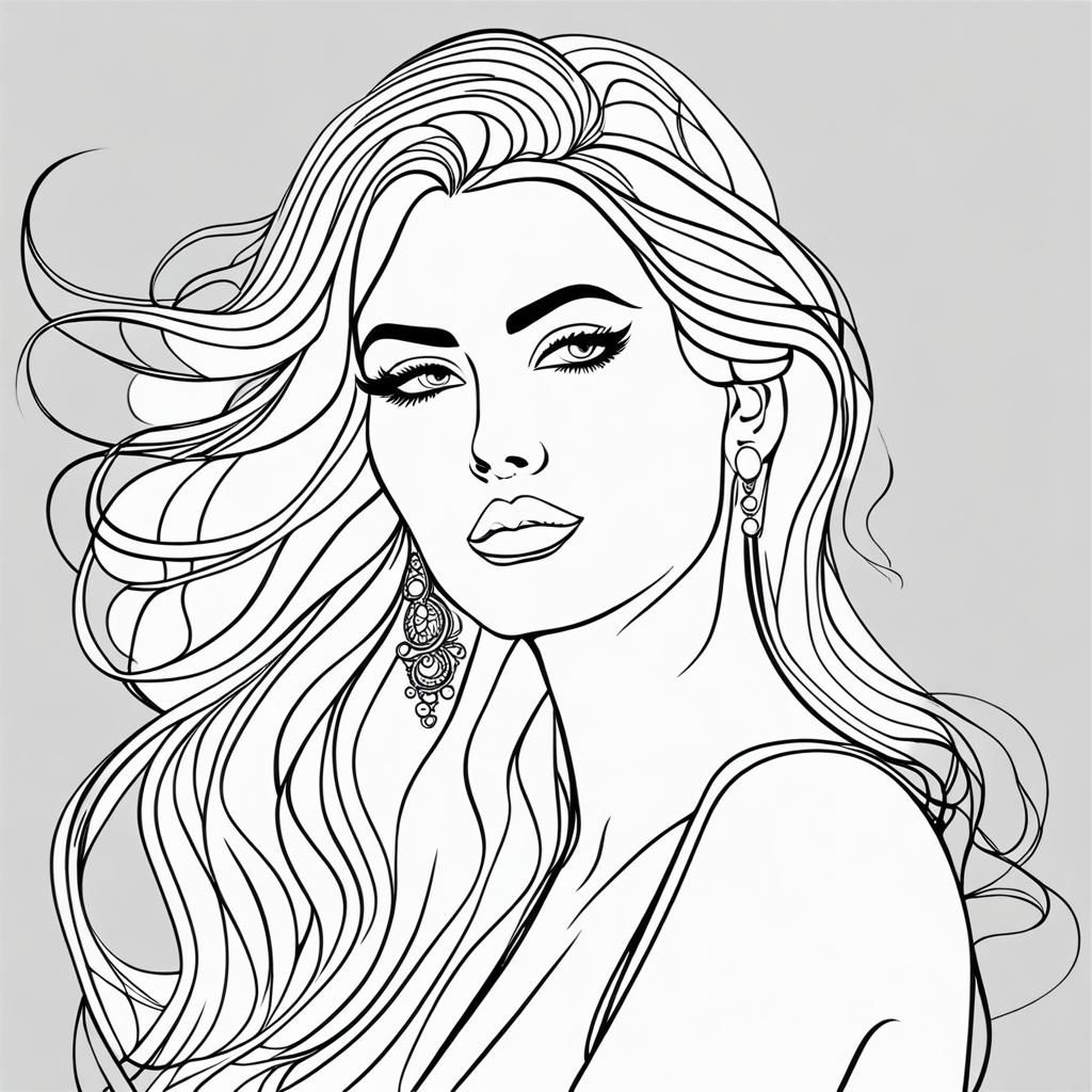 single line art of a beautiful woman