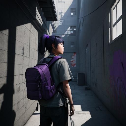 An Asian - American Lady in a Dungeon looking up and out tha...