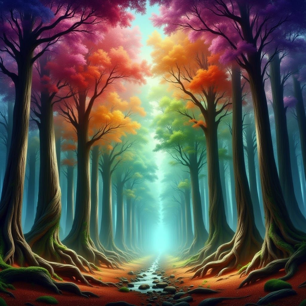 <lora:-Arbor Vitae-:1.0> rainbow full of trees