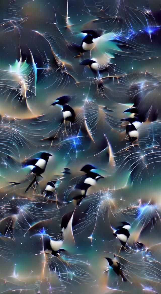 Mesmerizing flock of magpies beautiful abstract 8k resolutio...