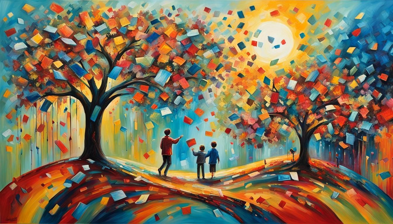 Juxtaposing Moments of Joy and Sorrow AI Generated Artwork