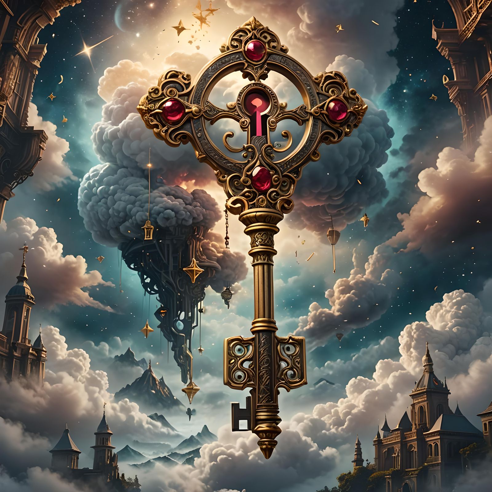 A giant gold and ruby key   by @iljimae