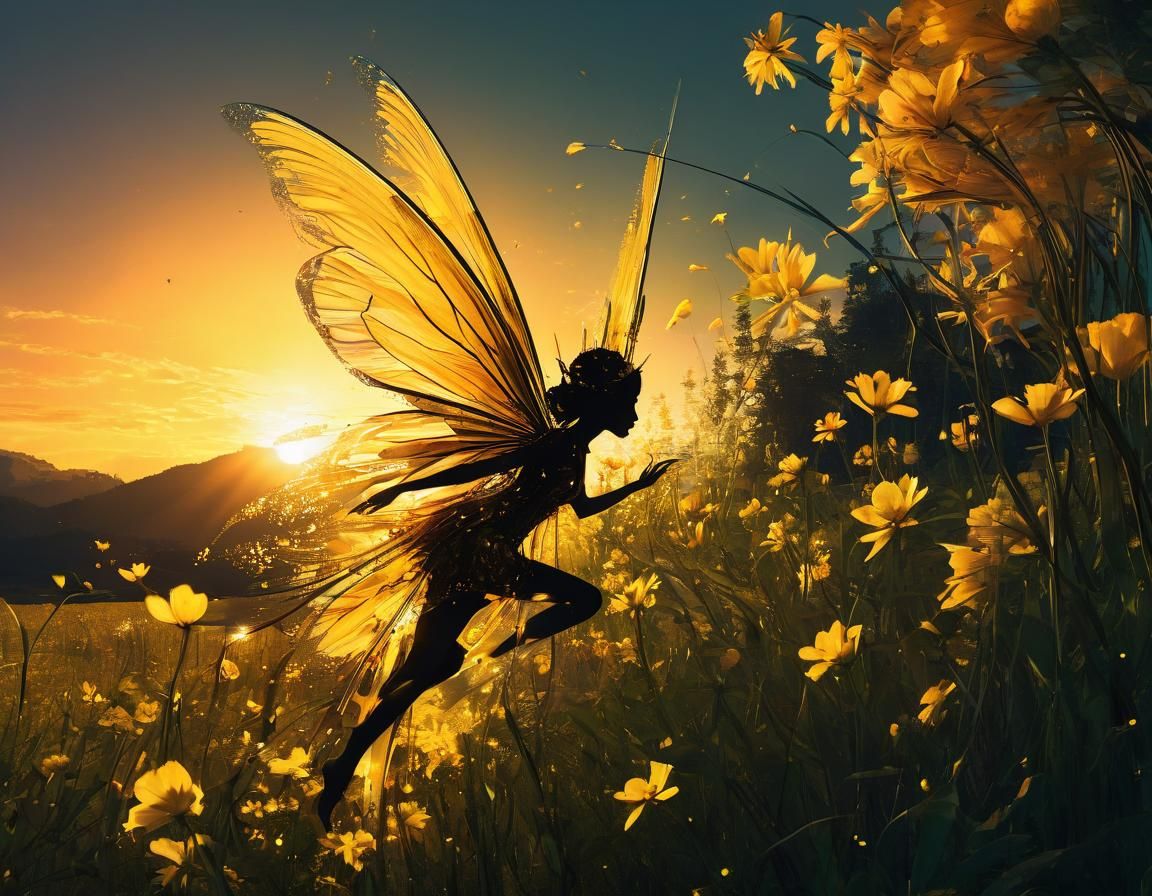 Silhouette of a fairy at sunset  by @Mi3ch