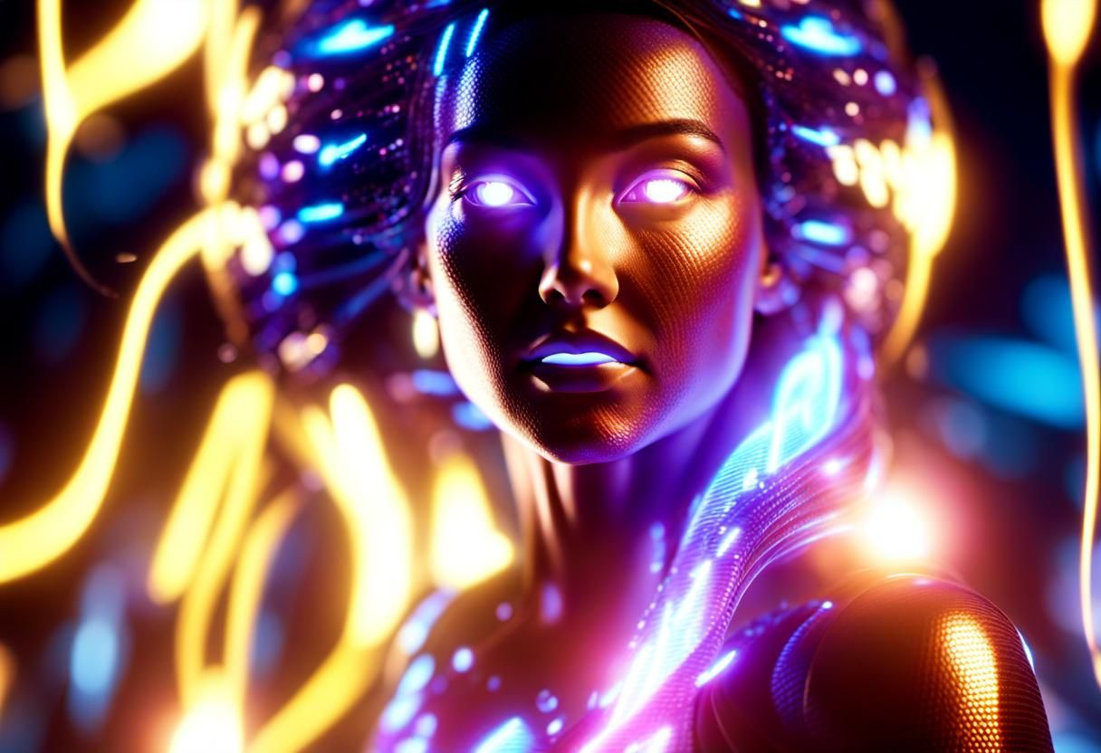 Deuterium particle tritium woman energizing from a gamma wav...