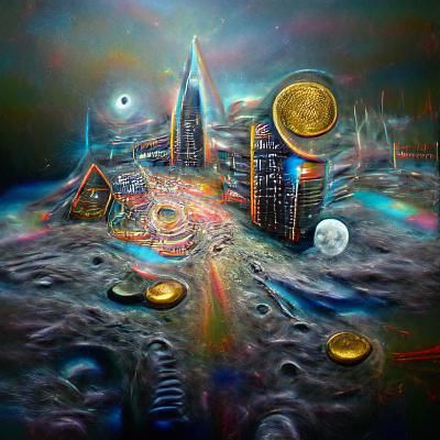City on the moon 8k resolution holographic astral cosmic ill...
